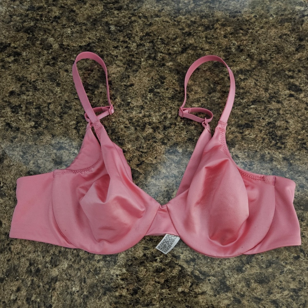 Wacoal Bra 855397 34B Inner Sheen Underwire Bra Satin Coral Pink